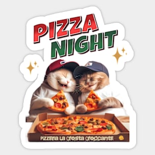 Cats Pizza Night Sticker